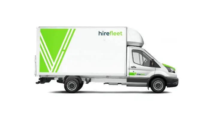 hirefleet luton van hire side view of lwb ford transit luton with tail lift