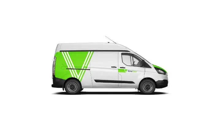 hirefleet medium sized van hire side view of lwb high top ford transit custom