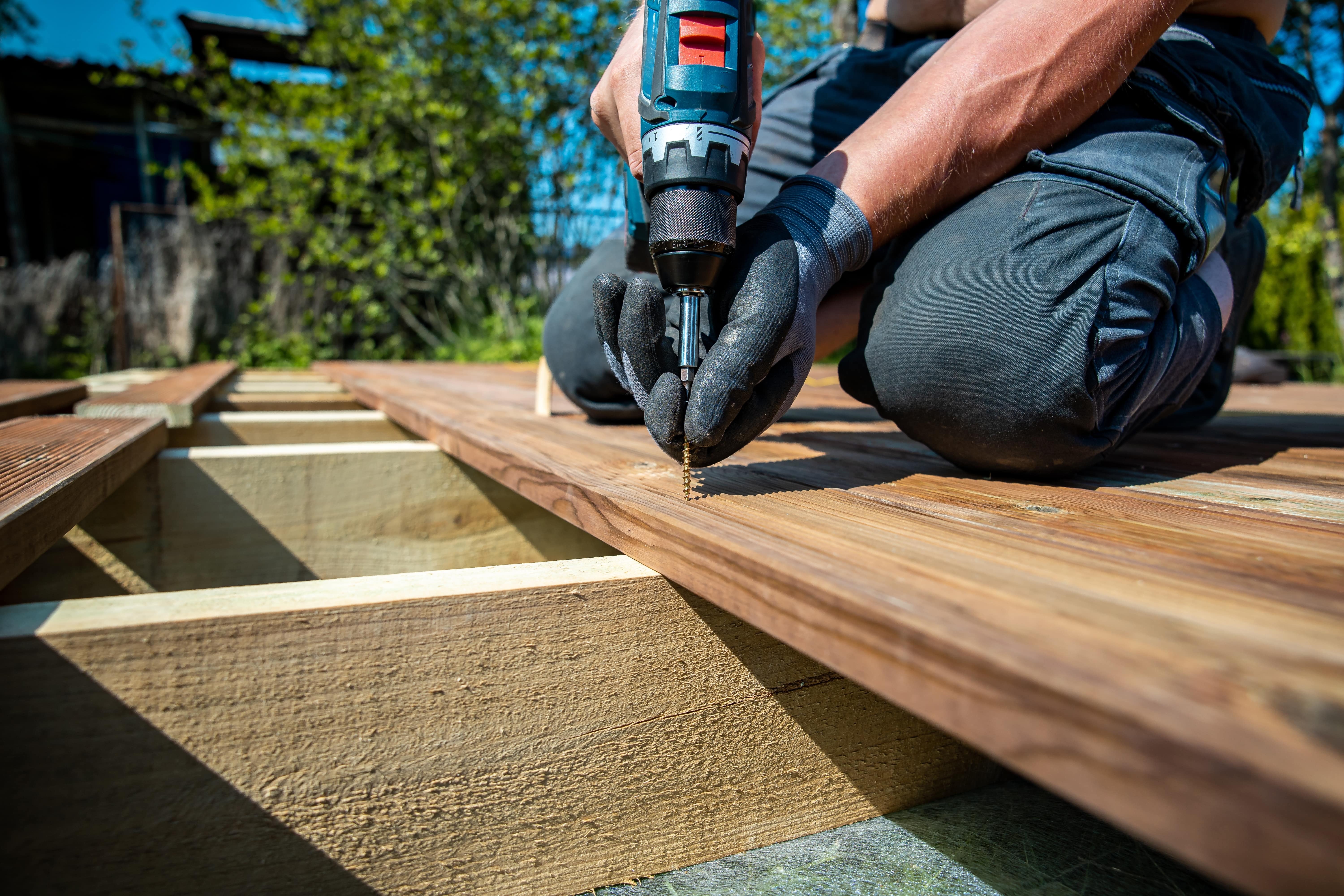 DIY garden decking installation with a self drive van hire from hirefleet